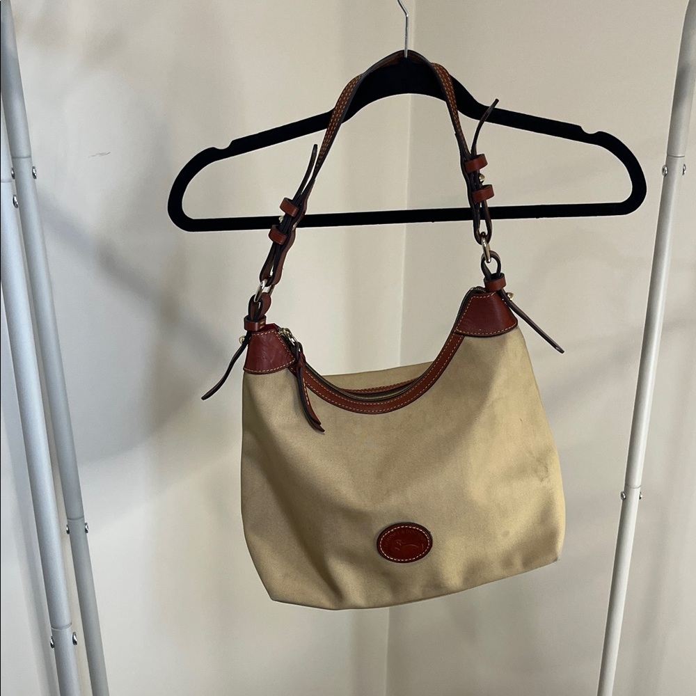 Dooney & Burke Tan and Brown Shoulder Bag